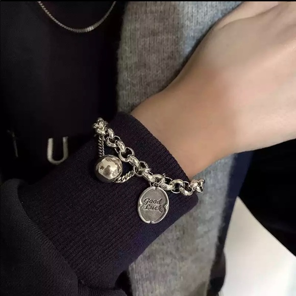 Sterling Silver Ball and Lucky Charm Bracelet. NWOT - Picture 3 of 11